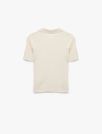 Kısa Kollu Viskon Karışımlı Düğmeli Polo Yaka Kazak