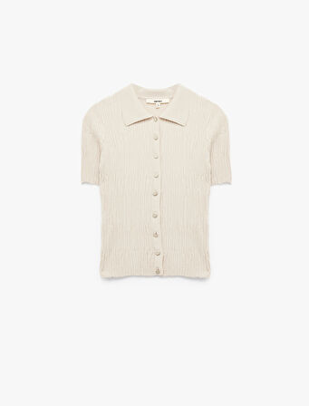 Kısa Kollu Viskon Karışımlı Düğmeli Polo Yaka Kazak