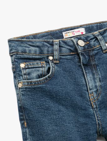 Pamuklu İspanyol Paça Slim Fit Denim Pantolon