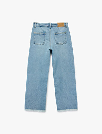 Pamuklu Cepli Yüksek Bel Denim Pantolon