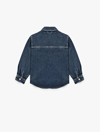 Pamuklu Cep Detaylı Uzun Kollu Jean Ceket