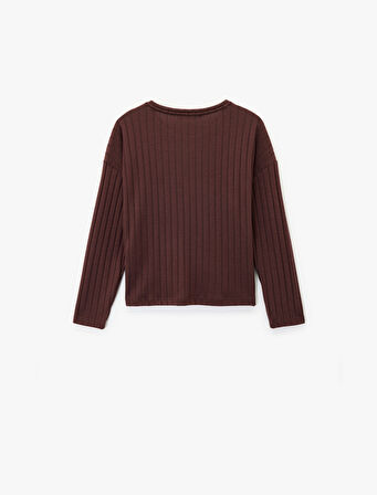 Uzun Kollu Bisiklet Yaka Rahat Kalıp Pijama Üstü