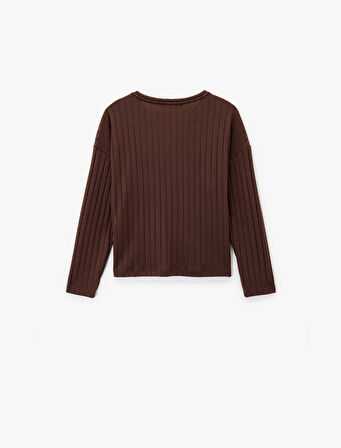 Uzun Kollu Bisiklet Yaka Rahat Kalıp Pijama Üstü