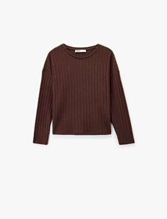 Uzun Kollu Bisiklet Yaka Rahat Kalıp Pijama Üstü