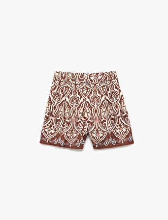 Koton X Melis Ağazat - Viskon Kumaş Cepli Etnik Desenli Mini Şort