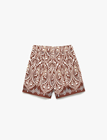 Koton X Melis Ağazat - Viskon Kumaş Cepli Etnik Desenli Mini Şort