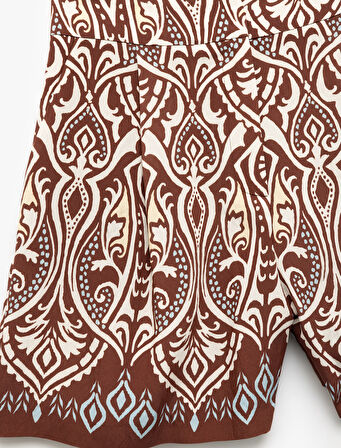 Koton X Melis Ağazat - Viskon Kumaş Cepli Etnik Desenli Mini Şort