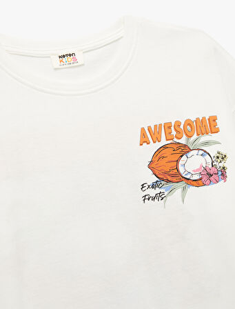 Baskılı Kısa Kollu Bisiklet Yaka Pamuklu Tişört