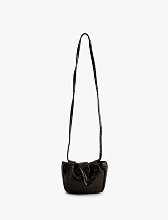 Suni Deri Örgü Detaylı Çapraz Çanta