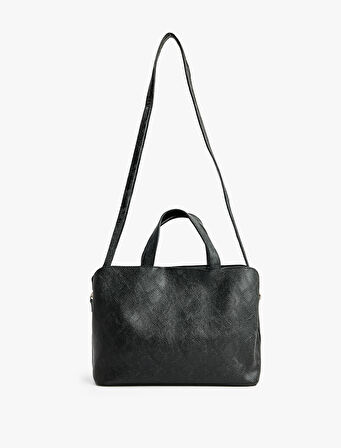 Yılan Derisi Desenli Suni Deri Saplı Askılı Tote Çanta