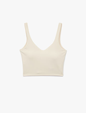 V Yaka Slim Fit Kaplı Sporcu Sütyeni