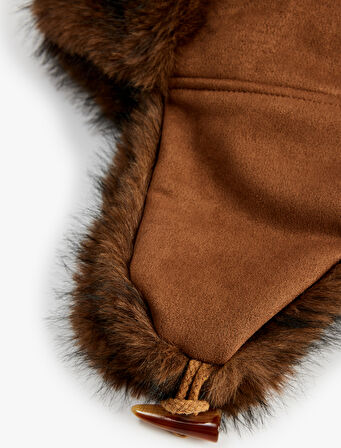 Süet Görünümlü Suni Kürk Ushanka