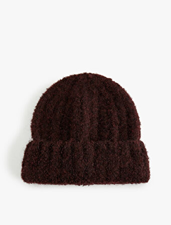 Yumuşak Dokulu Katlama Detaylı Kırçıllı Örgü Bere