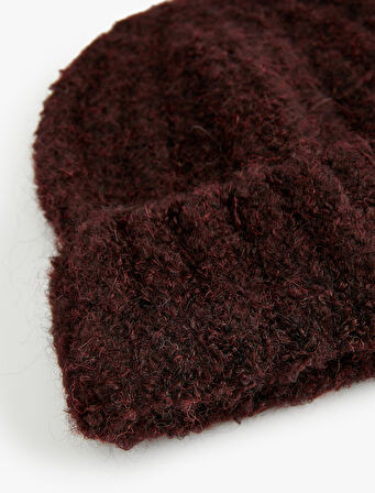 Yumuşak Dokulu Katlama Detaylı Kırçıllı Örgü Bere