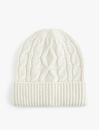 Katlama Detaylı Saç Örgü Dokulu Triko Bere