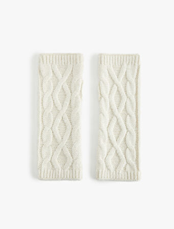 Saç Örgü Dokulu Parmaksız Kırçıllı Uzun Eldiven