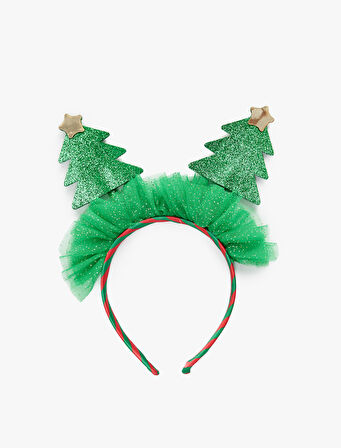 Simli Çam Ağacı Aplikeli Yılbaşı Tacı