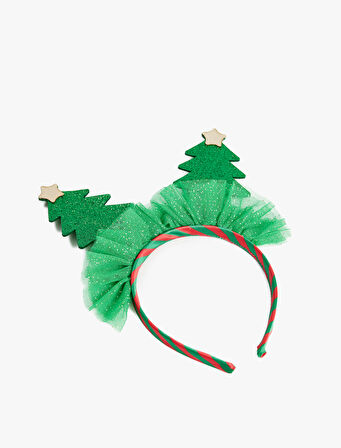 Simli Çam Ağacı Aplikeli Yılbaşı Tacı