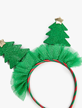 Simli Çam Ağacı Aplikeli Yılbaşı Tacı