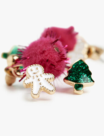 Çok Renkli Ponponlu Yılbaşı Temalı 3'lü Küpe Seti