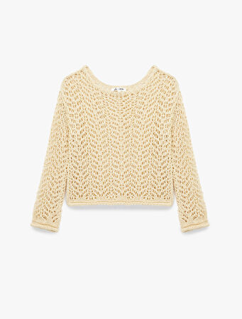 Uzun Kollu Bisiklet Yaka Triko Ajurlu Kazak