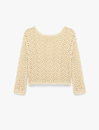 Uzun Kollu Bisiklet Yaka Triko Ajurlu Kazak