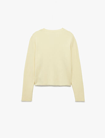 Düğmeli Uzun Kollu Bisiklet Yaka Triko Hırka