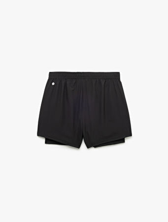 Slim Fit Cep Detaylı Paraşüt Kumaş Beli Lastikli Taytlı Spor Şort