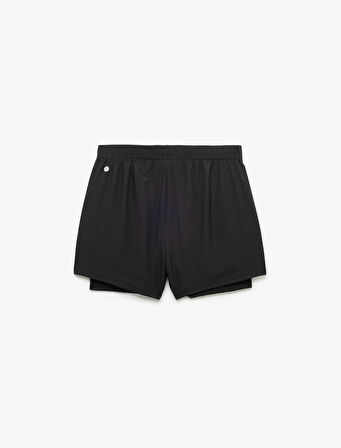 Slim Fit Cep Detaylı Paraşüt Kumaş Beli Lastikli Taytlı Spor Şort