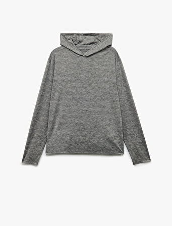 Slim Fit Uzun Kollu Kapüşonlu Spor Sweatshirt
