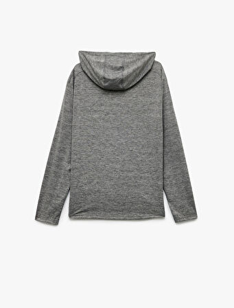 Slim Fit Uzun Kollu Kapüşonlu Spor Sweatshirt