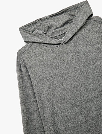 Slim Fit Uzun Kollu Kapüşonlu Spor Sweatshirt