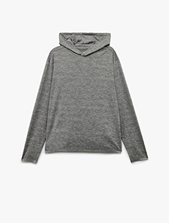 Slim Fit Uzun Kollu Kapüşonlu Spor Sweatshirt