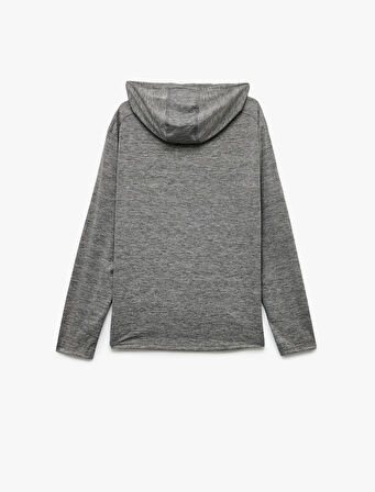 Slim Fit Uzun Kollu Kapüşonlu Spor Sweatshirt