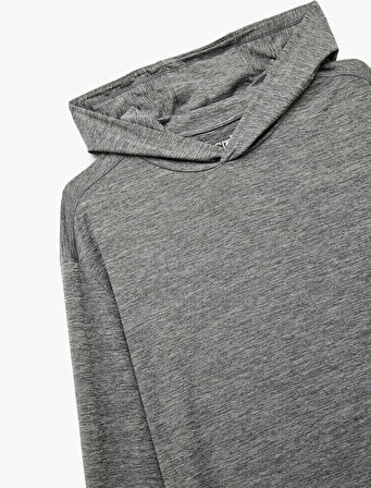 Slim Fit Uzun Kollu Kapüşonlu Spor Sweatshirt