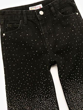 Pamuklu Cepli Geniş Paça  Denim Pantolon