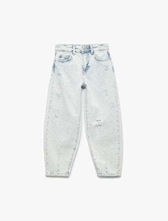 Pamuklu Cep Detaylı Paraşüt Kesim Denim Pantolon 