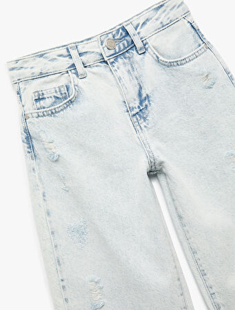 Pamuklu Cep Detaylı Paraşüt Kesim Denim Pantolon 