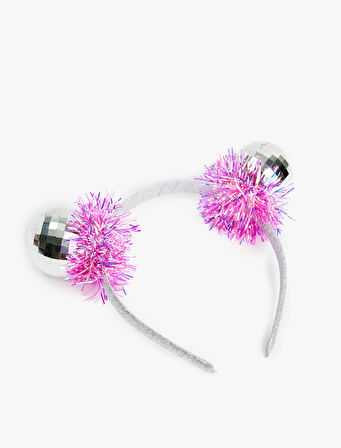 Simli Ponpon Aplikeli Yılbaşı Tacı