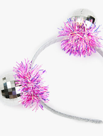 Simli Ponpon Aplikeli Yılbaşı Tacı