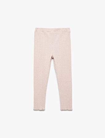 Viskon Karışımlı Beli Lastikli Basic Tayt