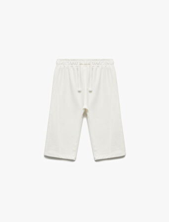 Şardonlu Beli Bağlamalı Pamuklu Basic Eşofman Altı 