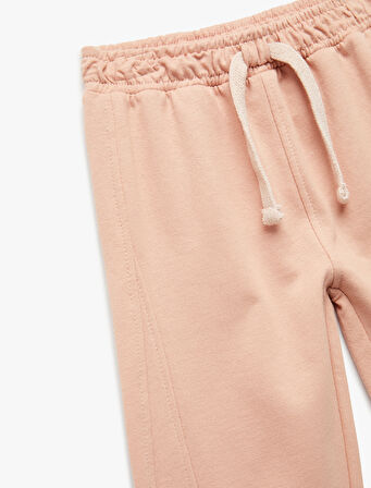 Şardonlu Beli Bağlamalı Pamuklu Basic Eşofman Altı 