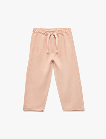 Şardonlu Beli Bağlamalı Pamuklu Basic Eşofman Altı 