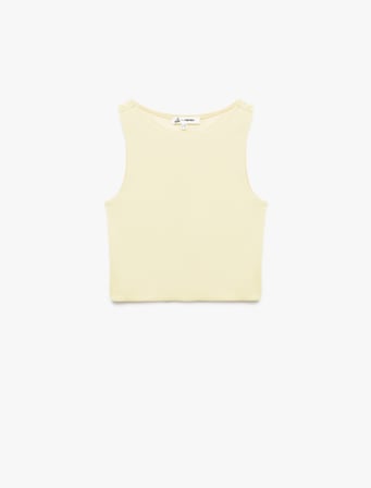 Bisiklet Yaka Kolsuz Dar Kesim Pamuklu Basic Crop Atlet