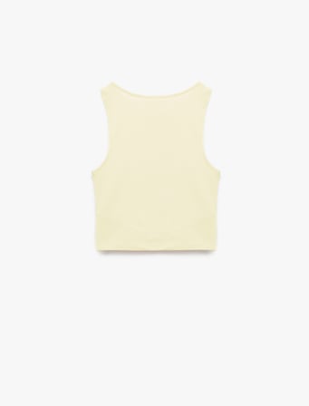Bisiklet Yaka Kolsuz Dar Kesim Pamuklu Basic Crop Atlet