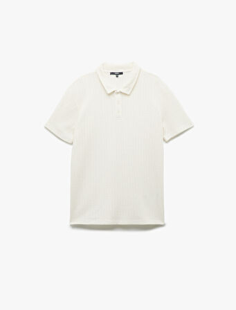 Regular Fit Kısa Kollu Dokulu Polo Yaka Tişört