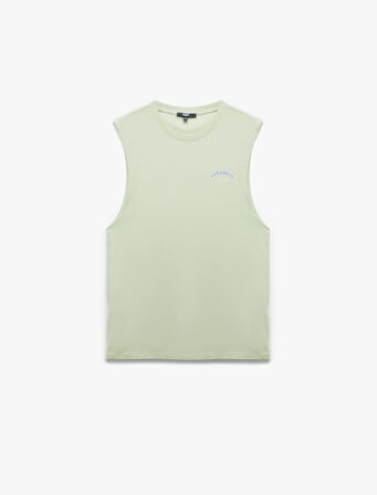 Bisiklet Yaka Pamuklu Kolsuz Arkası Baskılı Atlet