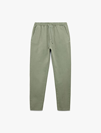 Beli Bağcıklı Pamuklu Cep Detaylı Kanvas Chino Pantolon