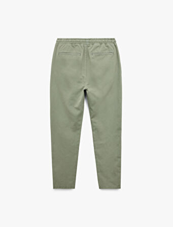 Beli Bağcıklı Pamuklu Cep Detaylı Kanvas Chino Pantolon